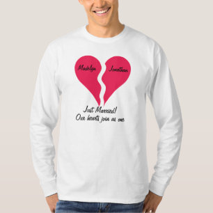 Twee halve harten doen mee als een gewoon gehuwd t-shirt