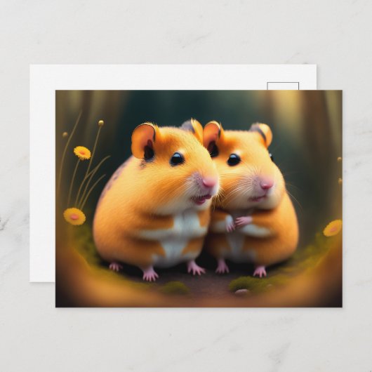 Twee hamsters in Love Briefkaart (Voorkant / Achterkant)