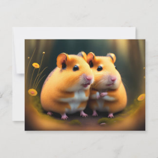 Twee hamsters in Love Briefkaart