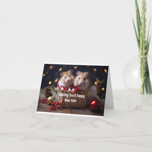 Twee hamsters Nieuwjaarskaart Feestdagen Kaart (Voorkant)