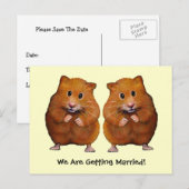 TWEE HAMSTERS: SAVE DATE: HUWELIJK AANKONDIGINGSKAART (Voorkant / Achterkant)