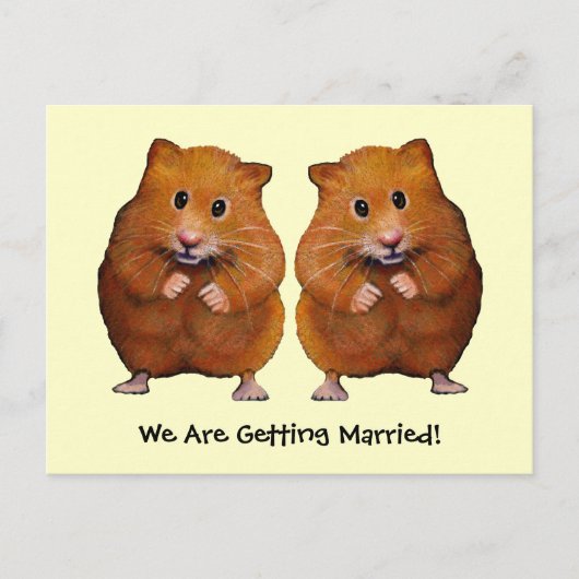 TWEE HAMSTERS: SAVE DATE: HUWELIJK AANKONDIGINGSKAART (Voorkant)