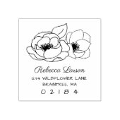 Twee Hand getrokken Anemone Bloemen Retouradres Rubberstempel (Afrduk)