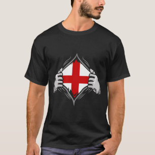 Twee handen die de vlag van Engeland aan het licht T-shirt