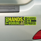 'Twee handen die meer werken' Citaat Bumpersticker (Op auto)