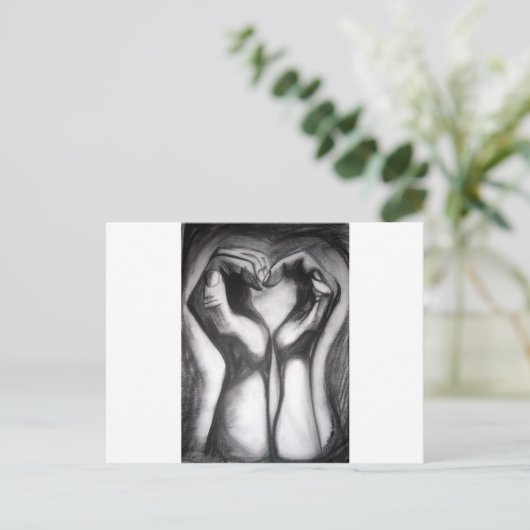 twee handen - één hart briefkaart (Staand voorkant)