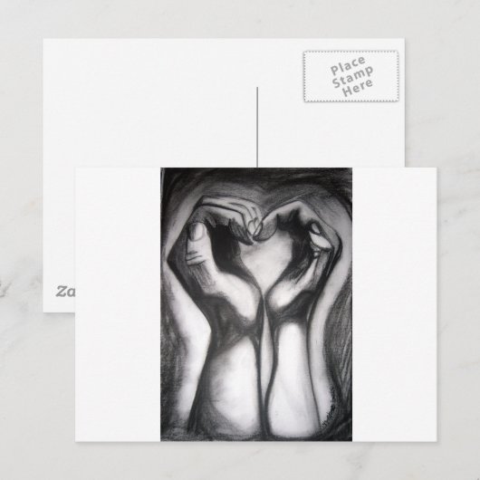 twee handen - één hart briefkaart (Voorkant / Achterkant)