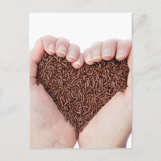 Twee handen met chocolade sproinkles briefkaart (Voorkant)
