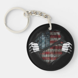 Twee handen rippen onthullende vlag Gepersonalisee Sleutelhanger