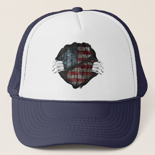 Twee handen rippen onthullende vlag Gepersonalisee Trucker Pet (Voorkant)