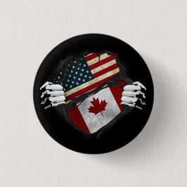 Twee handen scheuren aangepaste vlag onthullen ronde button 3,2 cm