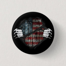 Twee handen scheuren vlag bloot aangepast ronde button 3,2 cm
