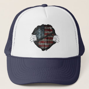 Twee handen scheuren vlag bloot aangepast trucker pet