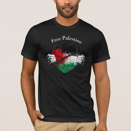 Twee handen vrij Palestina stomized T-Shir T-shirt (Voorkant)