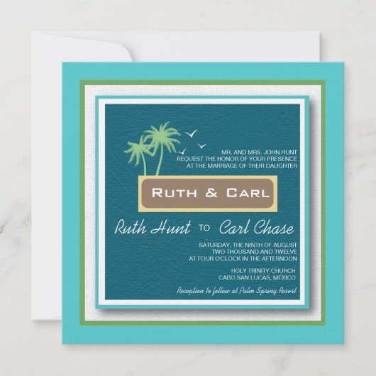 Twee handpalmen - Beach Wedding Invitations Kaart (Voorkant)