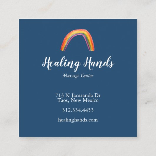 Twee hands-regenbogen vierkante visitekaartje (Achterkant)
