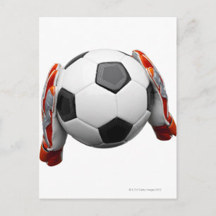 Twee handschoenen met een football briefkaart