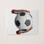 Twee handschoenen met een football legpuzzel (Horizontaal)