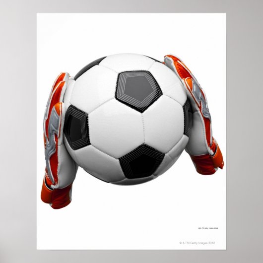 Twee handschoenen met een football poster (Voorkant)