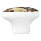 Twee Hanen Zwart Gouden Sterren Keramische Knop (Zijkant)