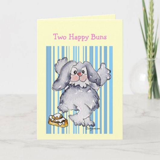 Twee Happy Buns Cute Funny Wenskaarten Kaart (Voorkant)