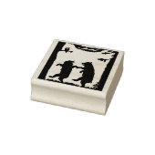 Twee Happy Dancing Beren onder Bomen Grass Uil Rubberstempel (Stempel)