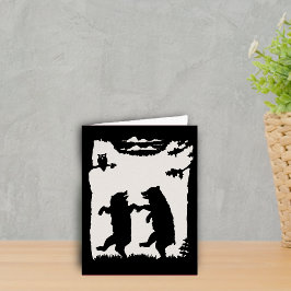 Twee Happy Dancing Beren Owl Trees Black Silhouett