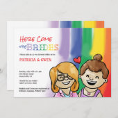 Twee Happy Girls Lesbische Douche Uitnodiging (Voorkant / Achterkant)