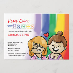 Twee Happy Girls Lesbische Douche Uitnodiging