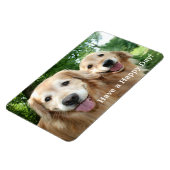 Twee Happy Golden Retriever Honden buiten Magneet (Linkerzijde)