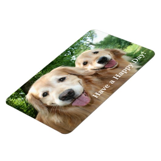 Twee Happy Golden Retriever Honden buiten Magneet (Linkerzijde)