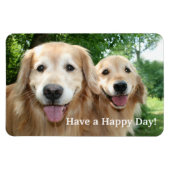 Twee Happy Golden Retriever Honden buiten Magneet (Horizontaal)