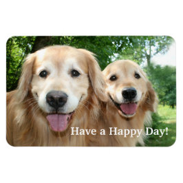 Twee Happy Golden Retriever Honden buiten Magneet