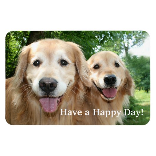 Twee Happy Golden Retriever Honden buiten Magneet (Horizontaal)