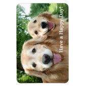 Twee Happy Golden Retriever Honden buiten Magneet (Verticaal)