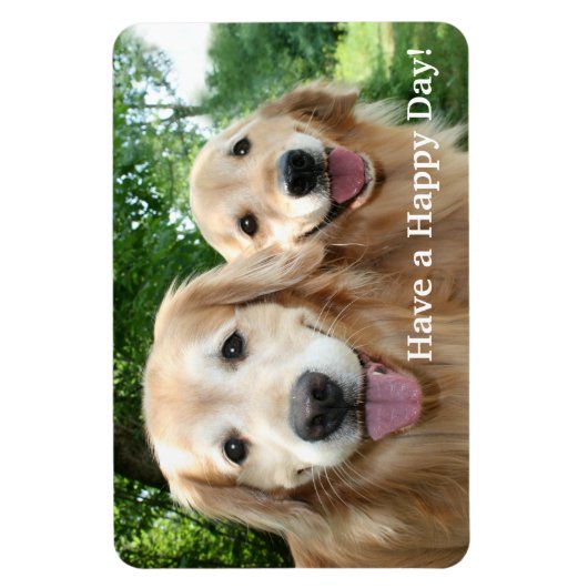 Twee Happy Golden Retriever Honden buiten Magneet (Verticaal)