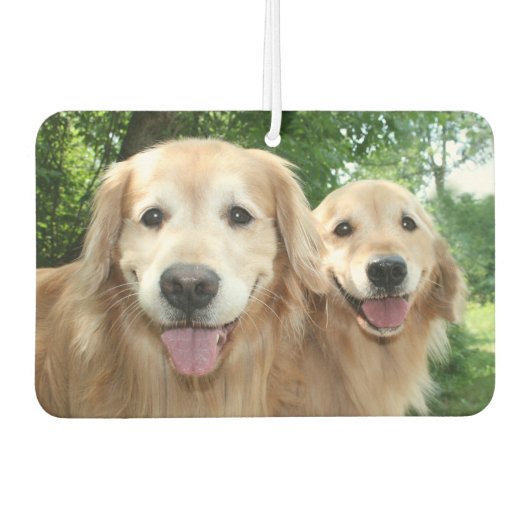 Twee Happy Golden Retrievers buiten Luchtverfrisser (Voorkant)