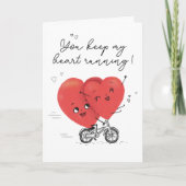 Twee Happy Hearts Fietsen Schattigee Valentijnsdag Kaart (Voorkant)