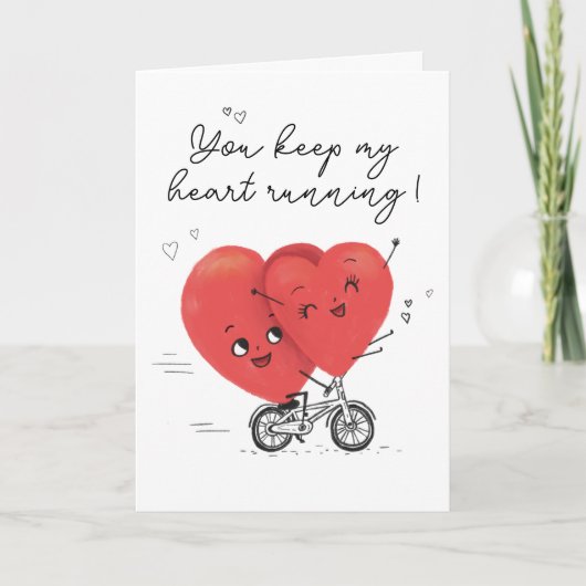 Twee Happy Hearts Fietsen Schattigee Valentijnsdag Kaart (Voorkant)