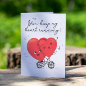 Twee Happy Hearts Fietsen Schattigee Valentijnsdag Kaart