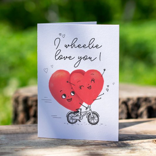 Twee Happy Hearts Fietsen Schattigee Valentijnsdag Kaart