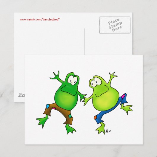 Twee Happy Jumping Frog Buddies Briefkaart (Voorkant / Achterkant)
