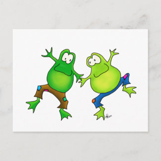 Twee Happy Jumping Frog Buddies Briefkaart
