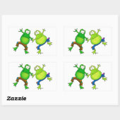 Twee Happy Jumping Frog Buddies Rechthoekige Sticker (Vel)