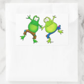 Twee Happy Jumping Frog Buddies Rechthoekige Sticker (Tas)