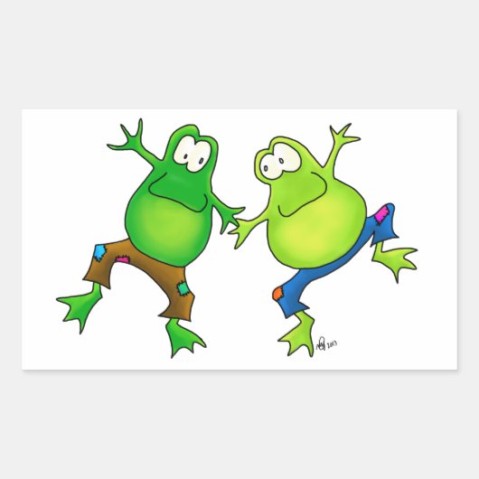 Twee Happy Jumping Frog Buddies Rechthoekige Sticker (Voorkant)