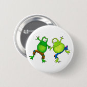 Twee Happy Jumping Frog Buddies Ronde Button 5,7 Cm (Voorkant /achterkant)