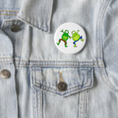 Twee Happy Jumping Frog Buddies Ronde Button 5,7 Cm (In situ)