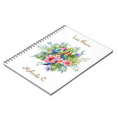 Twee Happy Macaws met Tropical Flowers Notitieboek (Linkerzijde)
