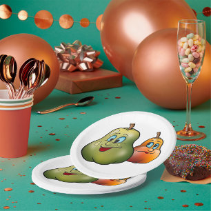 Twee Happy Pears Papieren Bordje